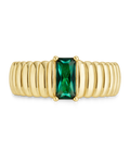 Sterling Silver Jordyn Emerald Ribbed Band Ring