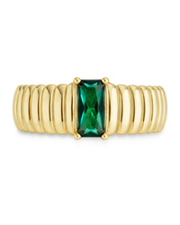 Sterling Silver Jordyn Emerald Ribbed Band Ring