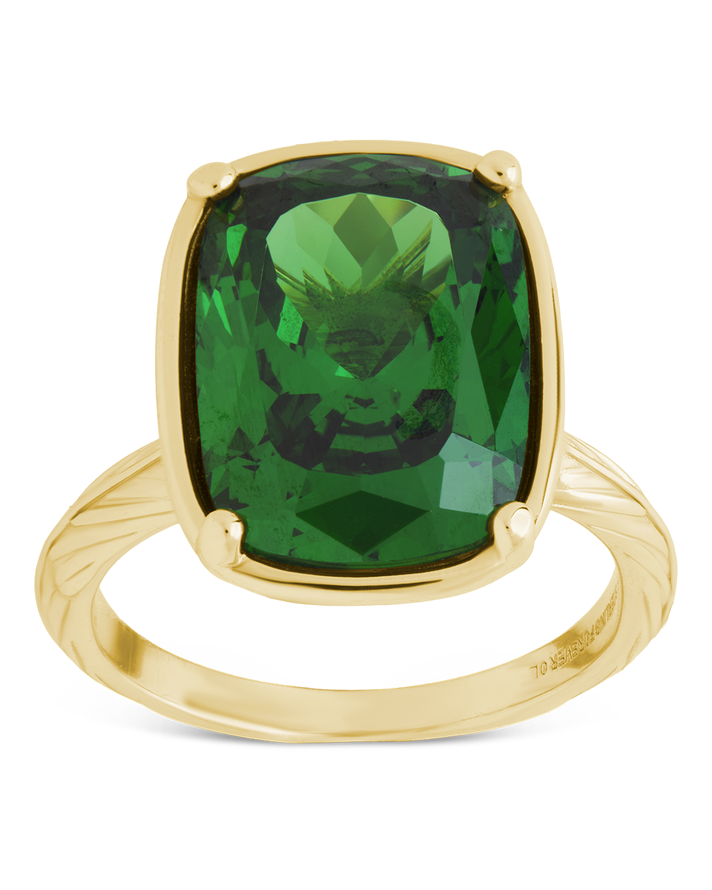 Sterling Silver Elongated Cushion Emerald CZ Cocktail Ring