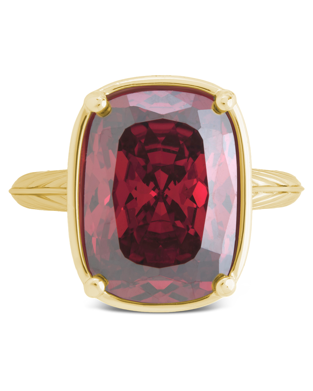Sterling Silver Elongated Cushion Garnet CZ Cocktail Ring