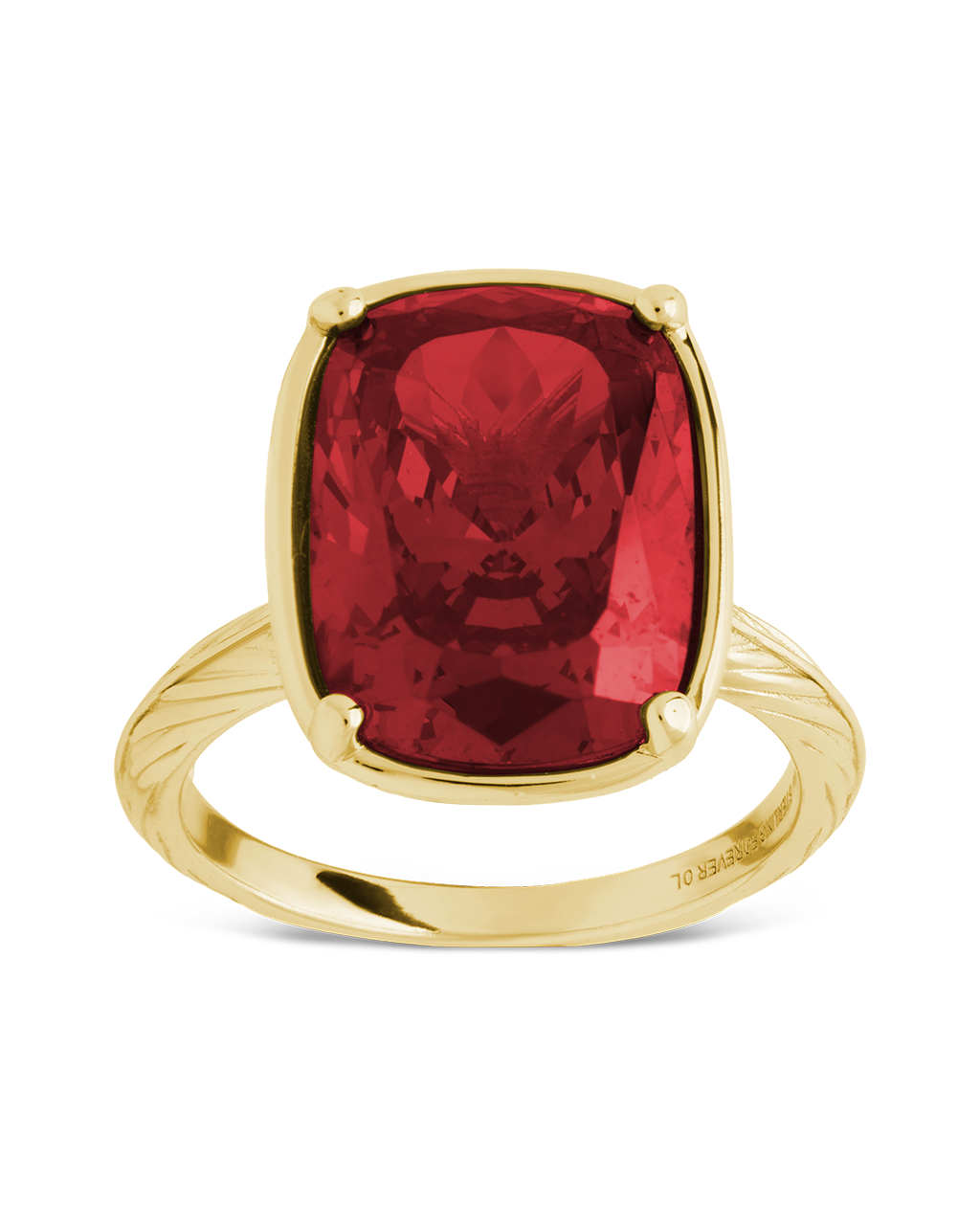 Sterling Silver Elongated Cushion Garnet CZ Cocktail Ring