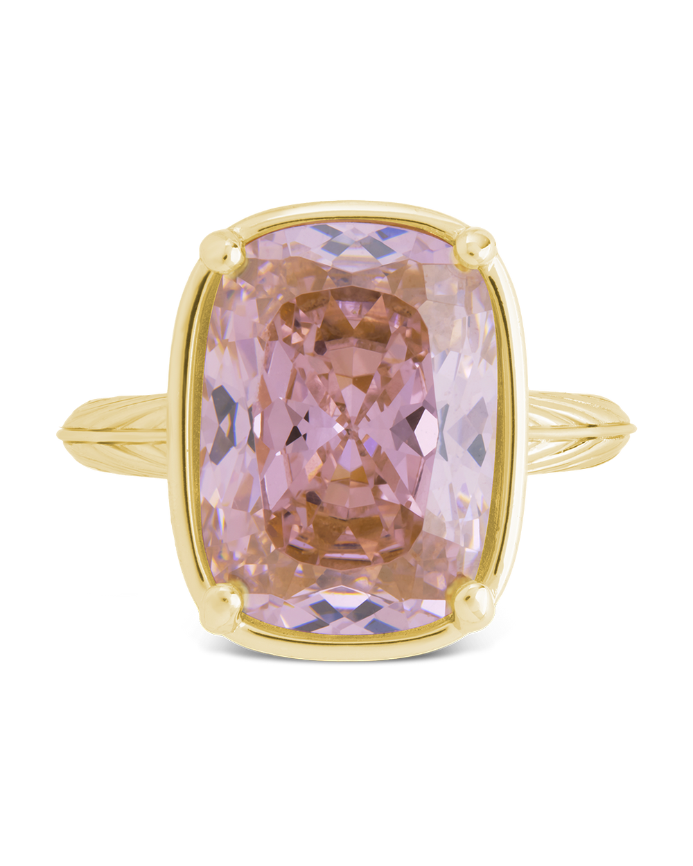 Sterling Silver Elongated Cushion Pink Sapphire CZ Cocktail Ring