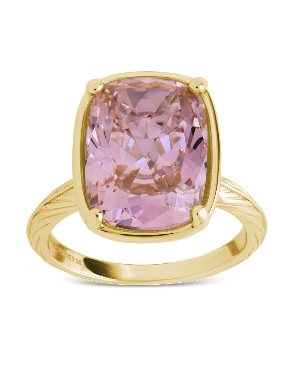 Sterling Silver Elongated Cushion Pink Sapphire CZ Cocktail Ring