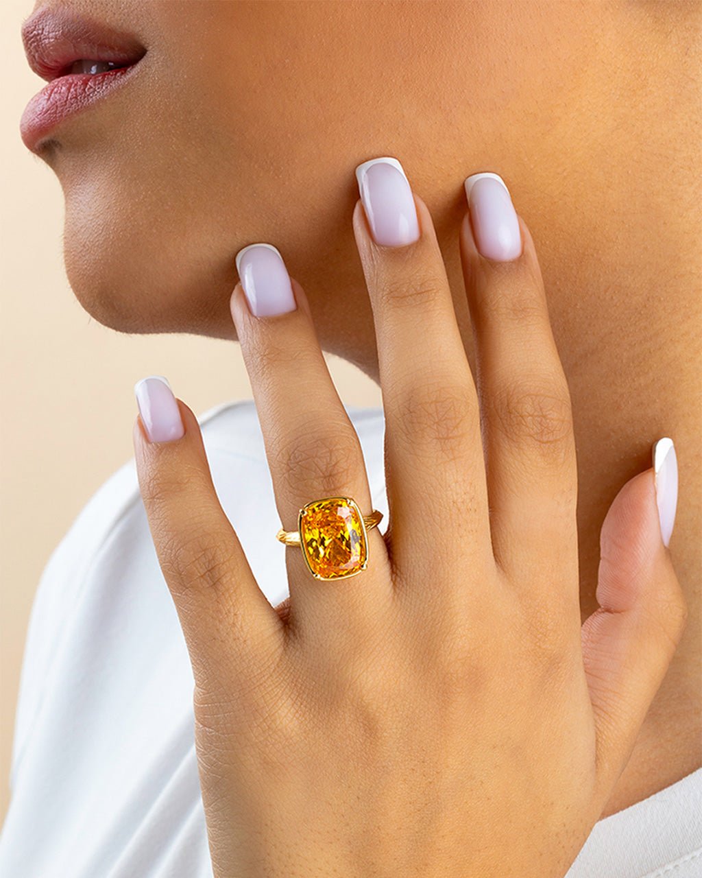 Sterling Silver Elongated Cushion Canary CZ Cocktail Ring - Sterling Forever