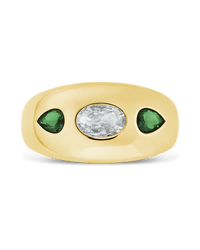 Sterling Silver Triple - Stone Tapered Dome Ring - Sterling Forever
