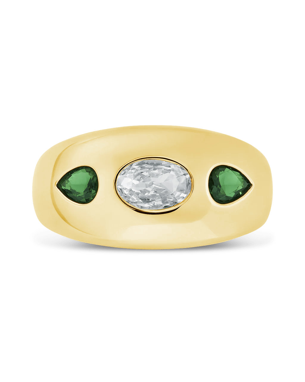 Sterling Silver Triple - Stone Tapered Dome Ring - Sterling Forever