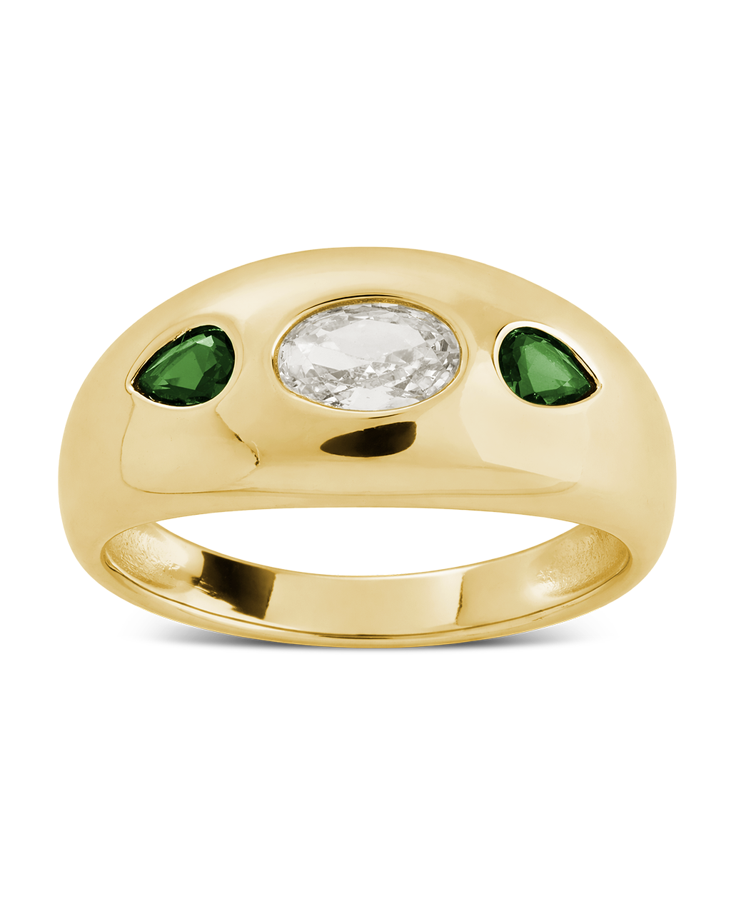 Sterling Silver Triple-Stone Tapered Dome Ring