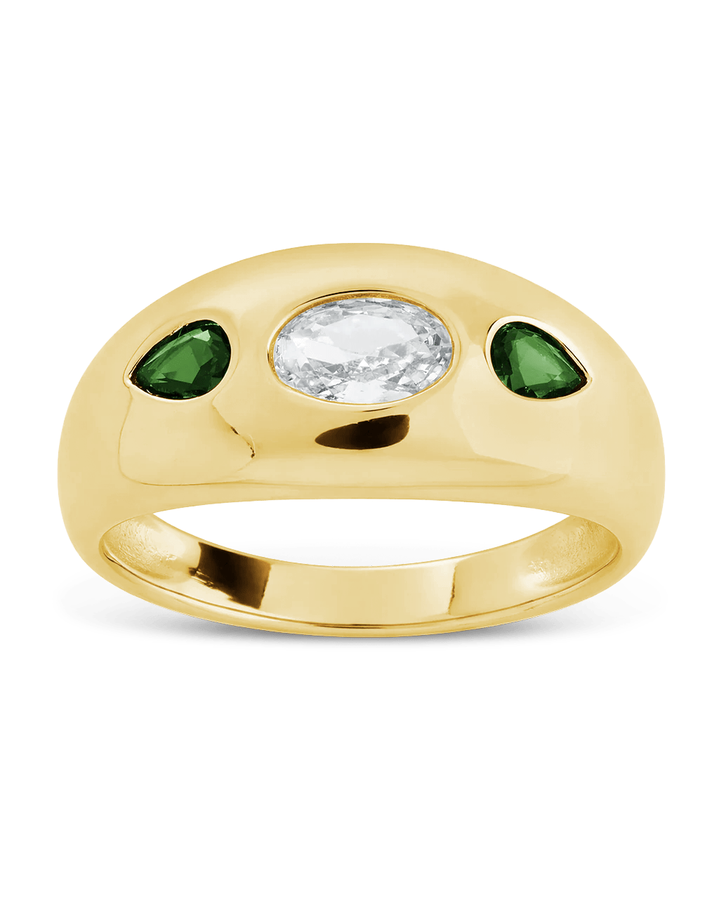 Sterling Silver Triple - Stone Tapered Dome Ring - Sterling Forever