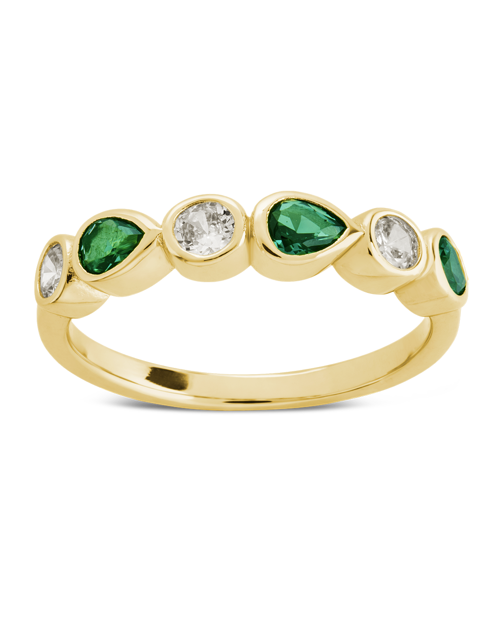 Sterling Silver Pear and Round Bezel-Set Ring