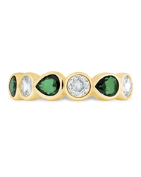 Sterling Silver Pear and Round Bezel - Set Ring - Sterling Forever