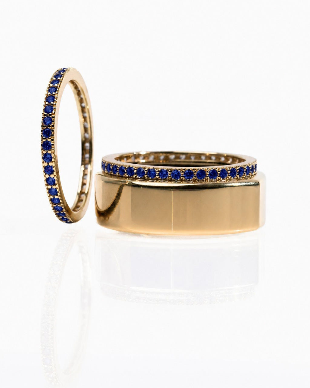 Smart Ring Sapphire CZ Band Set of 2
