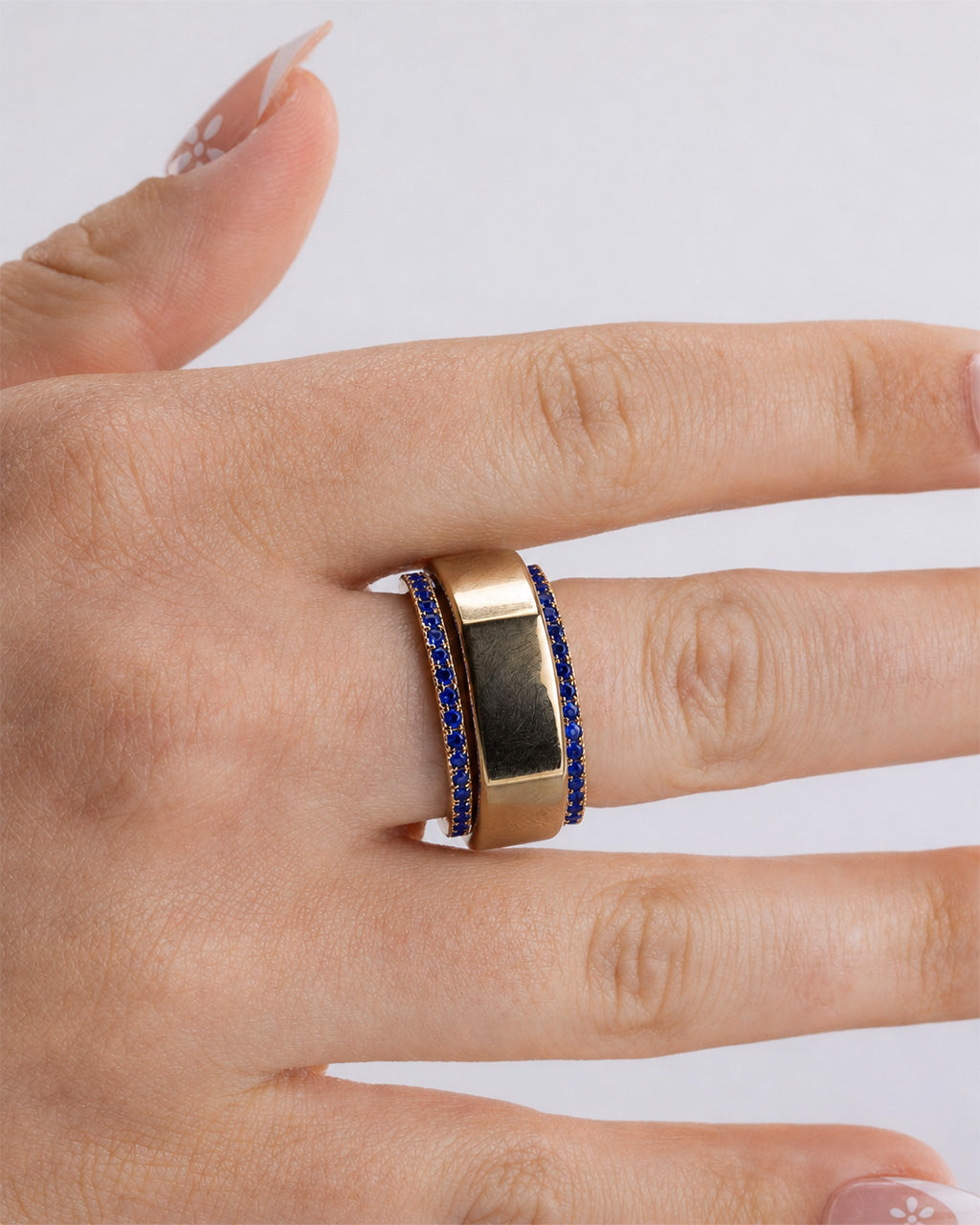 Smart Ring Sapphire CZ Band Set of 2
