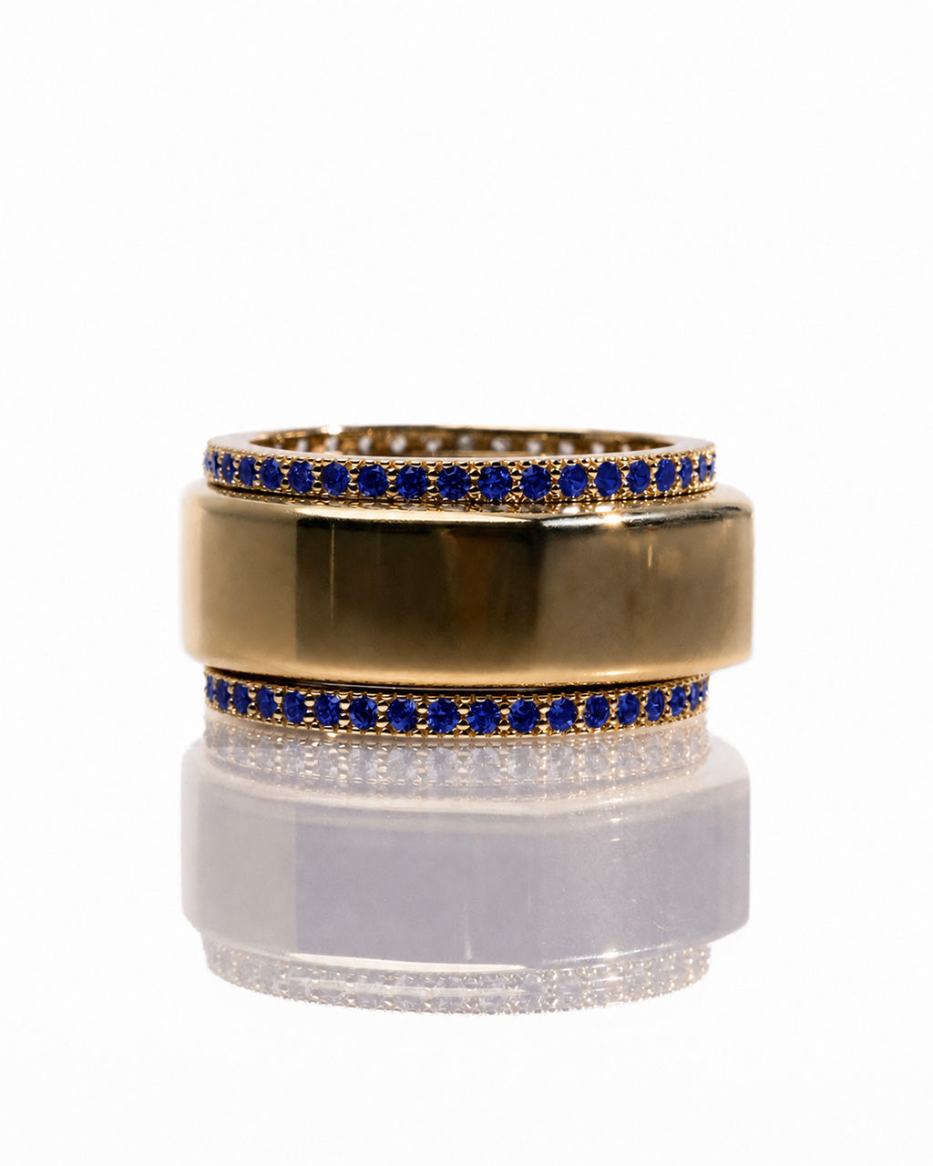 Smart Ring Sapphire CZ Band Set of 2