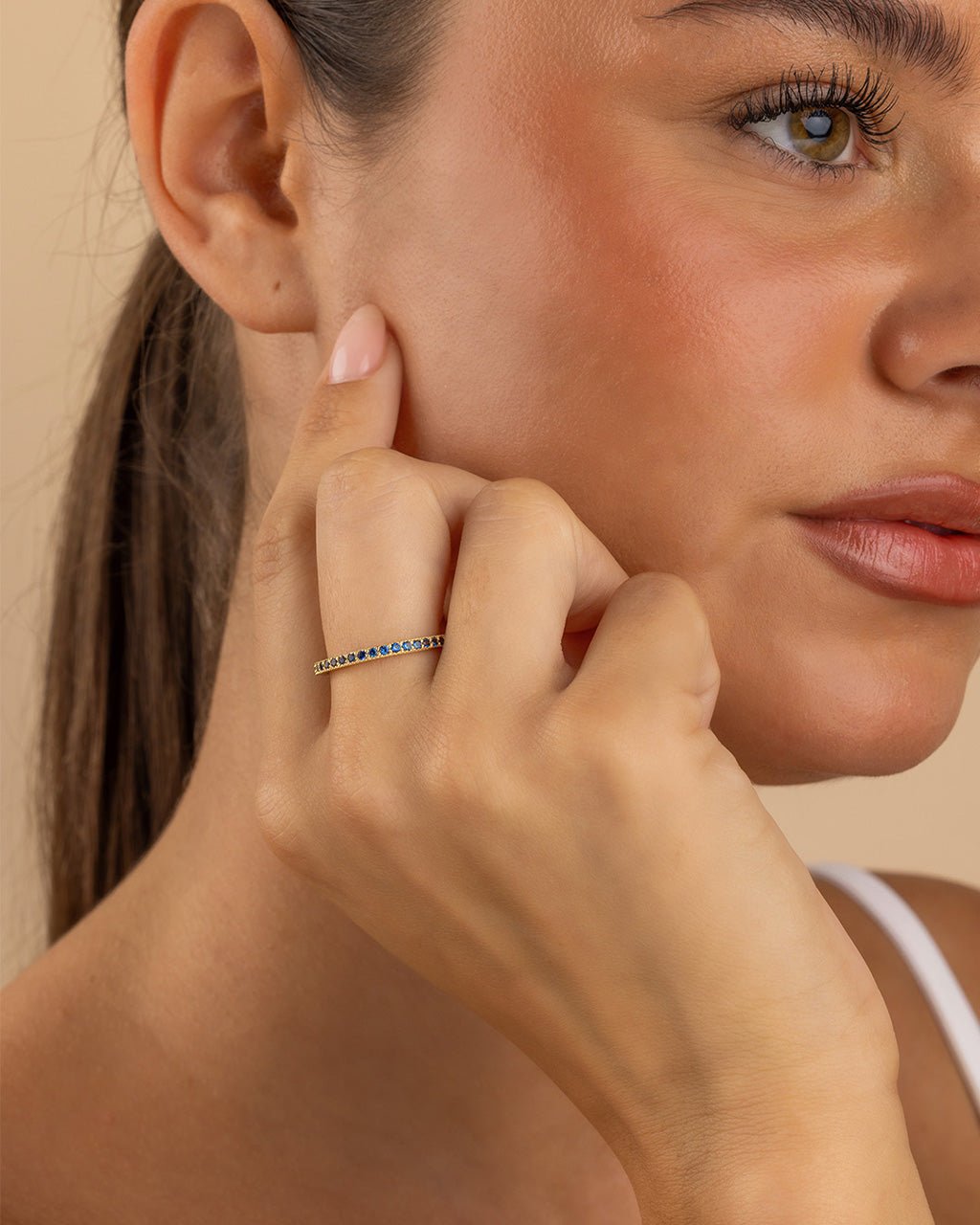 Sterling Silver 2.5mm Thin Sapphire CZ Band Ring - Sterling Forever
