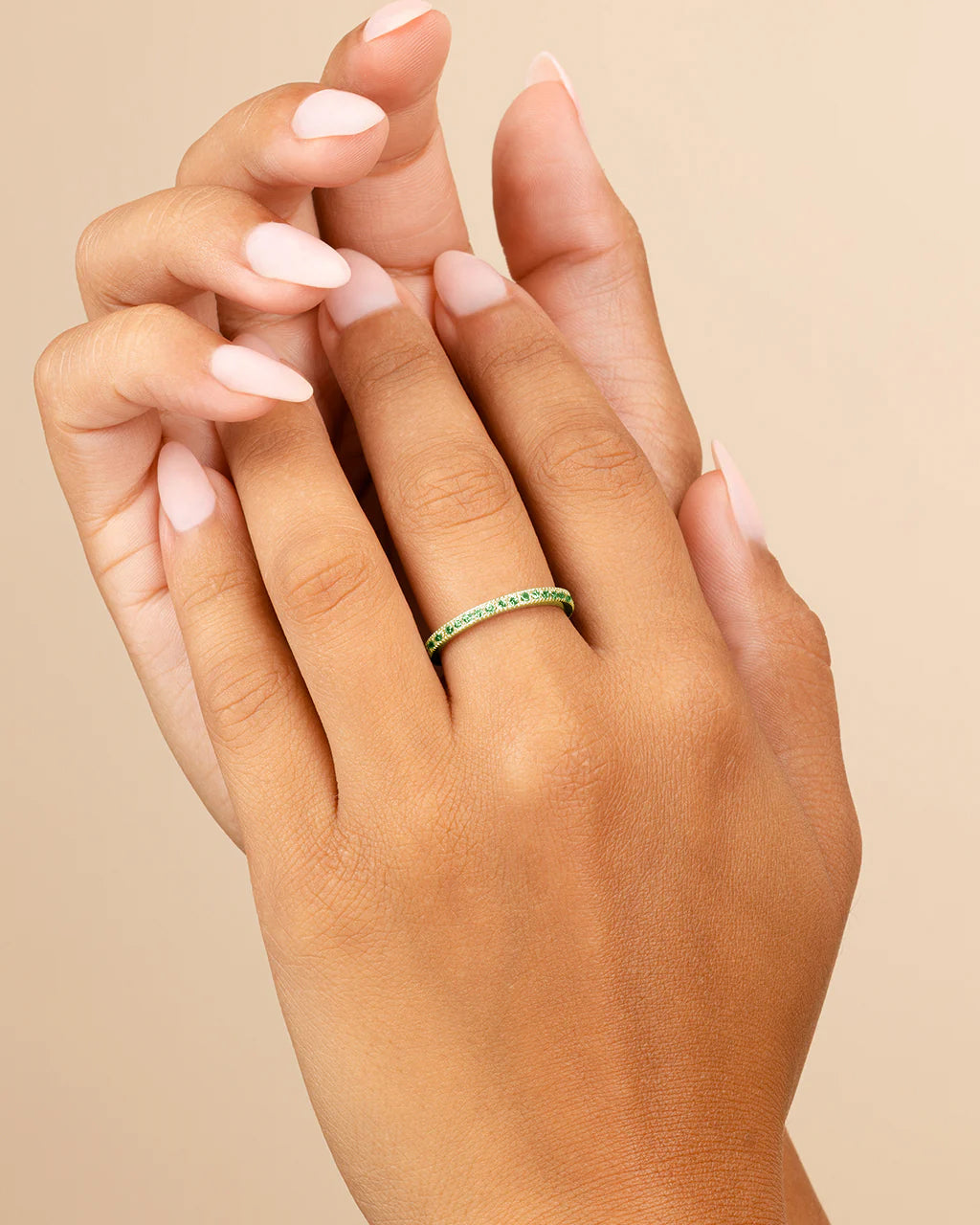 Sterling Silver 2.5mm Thin Emerald CZ Band Ring