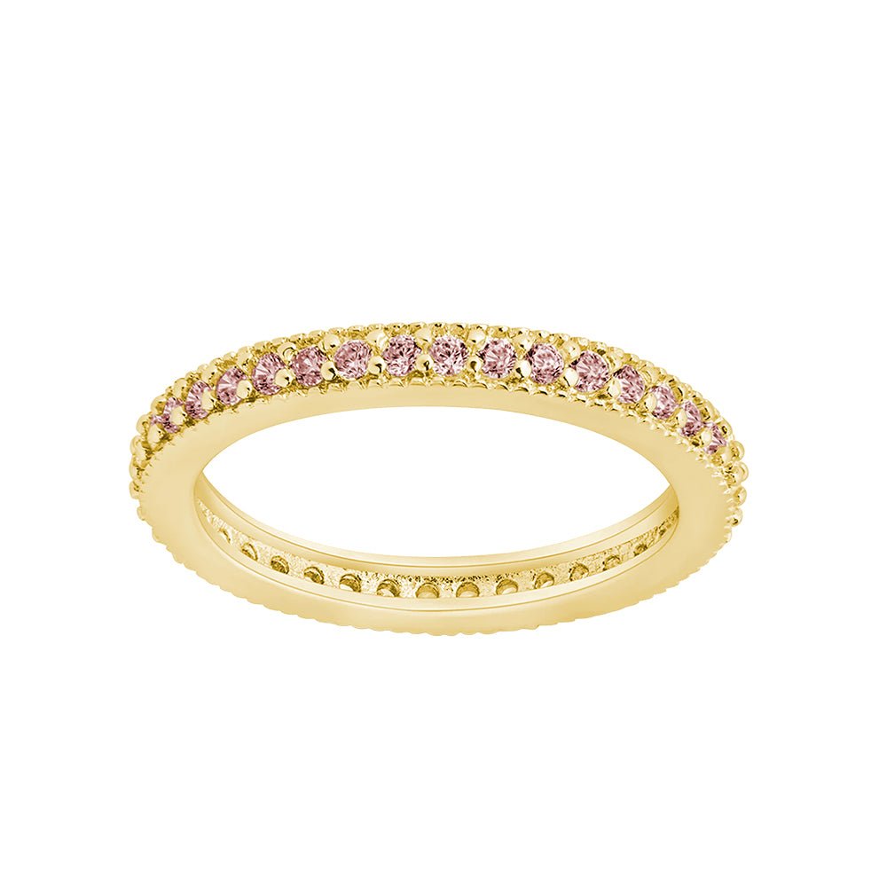 Sterling Silver 2.5mm Thin Pink CZ Band Ring - Sterling Forever