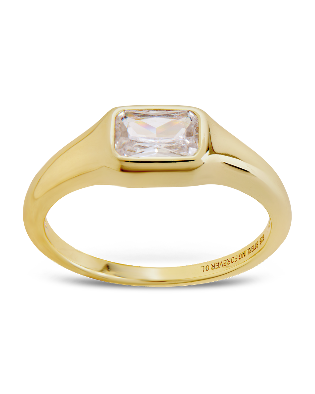 Sterling Silver Marlo Emerald Cut CZ Ring