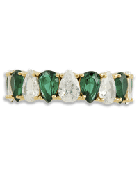 Sterling Silver Pear Cut Emerald CZ Celebration Band Ring - Sterling Forever