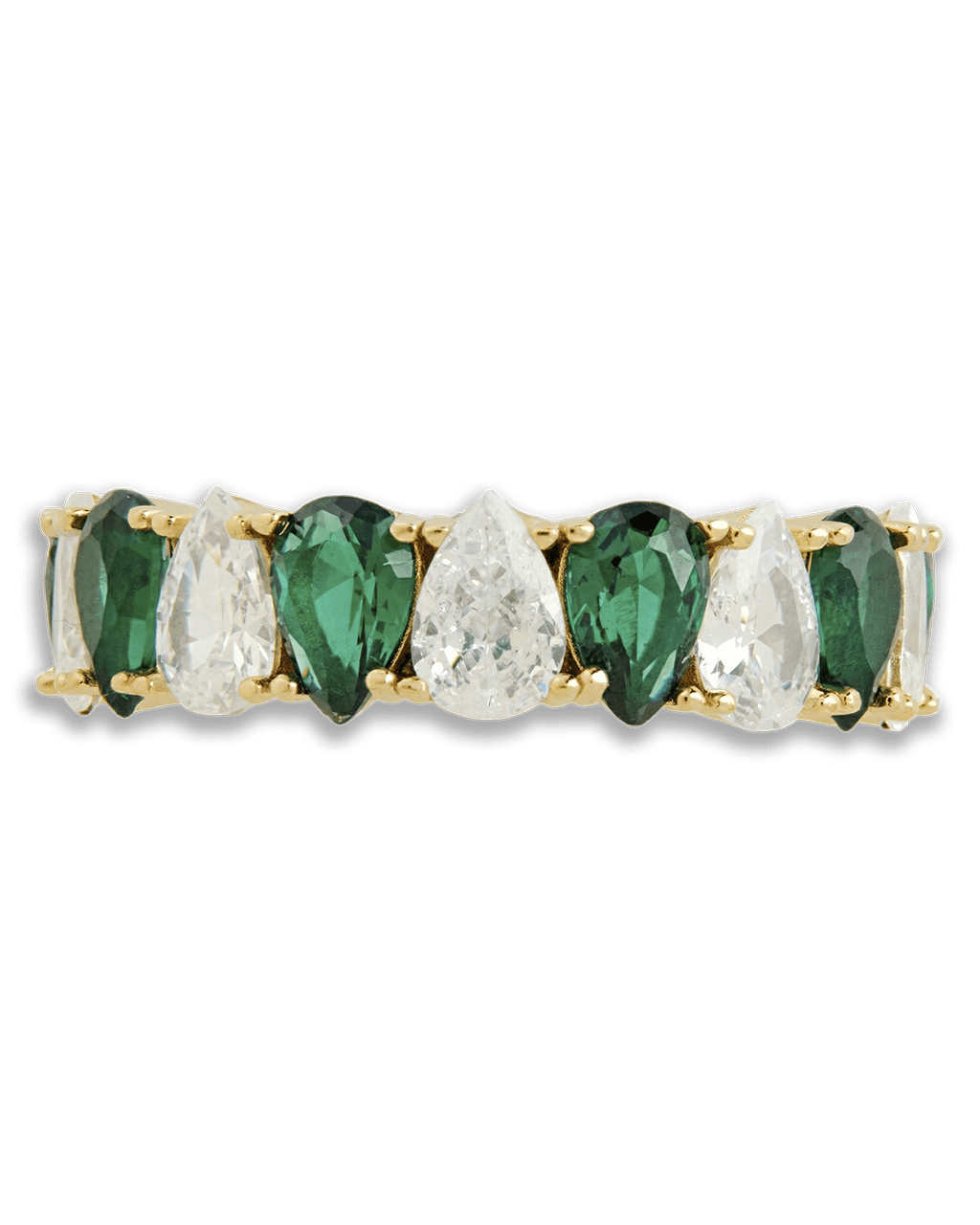 Sterling Silver Pear Cut Emerald CZ Celebration Band Ring - Sterling Forever