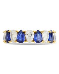 Sterling Silver Pear Cut Sapphire CZ Celebration Band Ring