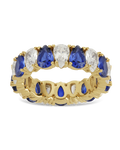 Sterling Silver Pear Cut Sapphire CZ Celebration Band Ring