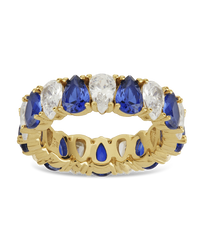 Sterling Silver Pear Cut Sapphire CZ Celebration Band Ring