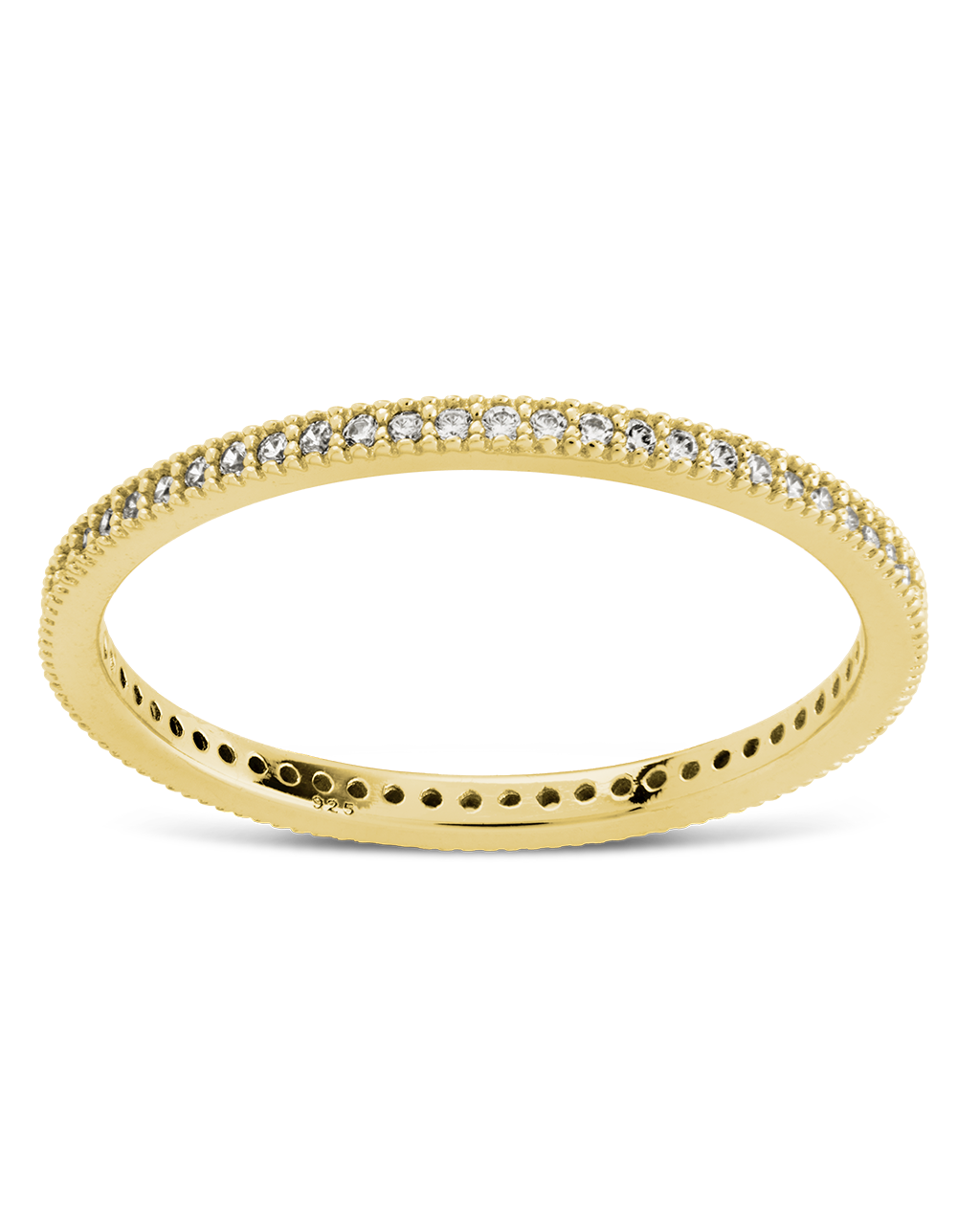 Sterling Silver 1.5mm Thin CZ Band Ring