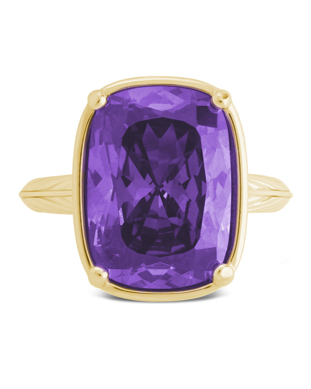 Sterling Silver Elongated Cushion Amethyst CZ Cocktail Ring