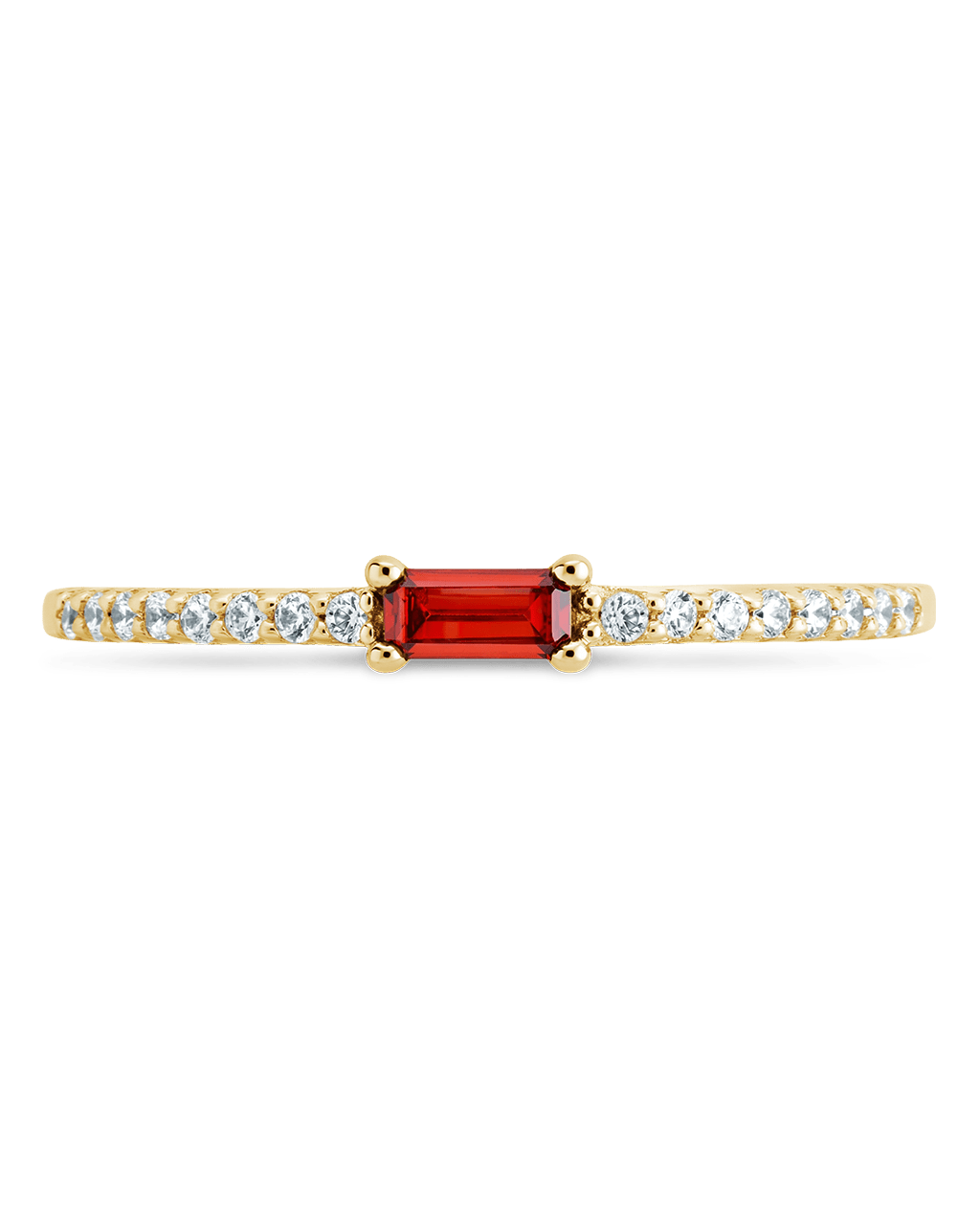 Sterling Silver Thin Garnet CZ Stacking Birthstone Ring - Sterling Forever