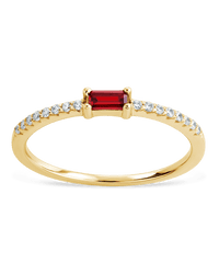 Sterling Silver Thin Garnet CZ Stacking Birthstone Ring - Sterling Forever