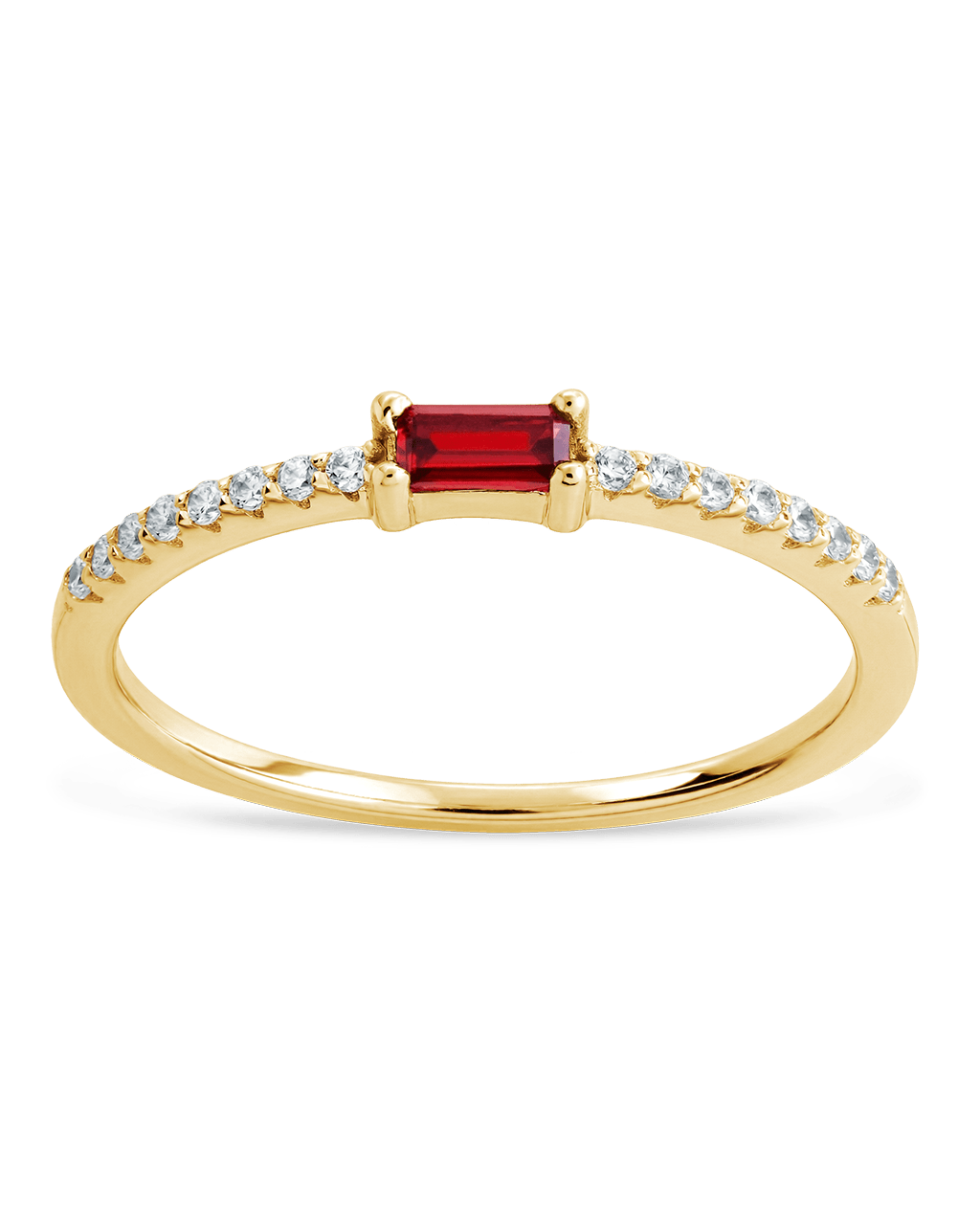 Sterling Silver Thin Garnet CZ Stacking Birthstone Ring - Sterling Forever