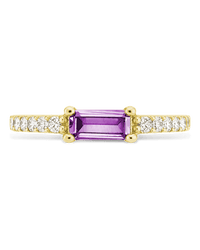Sterling Silver Thin Amethyst CZ Stacking Birthstone Ring - Sterling Forever