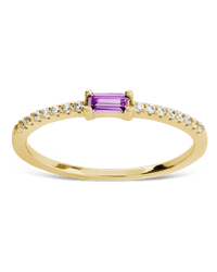 Sterling Silver Thin Amethyst CZ Stacking Birthstone Ring - Sterling Forever