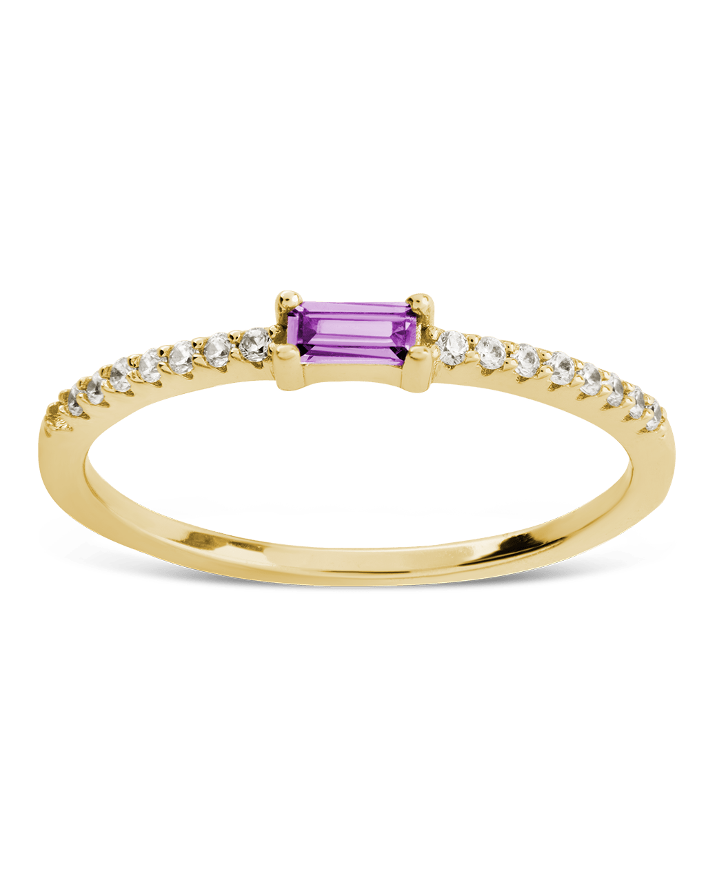 Sterling Silver Thin Amethyst CZ Stacking Birthstone Ring - Sterling Forever