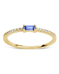 Sterling Silver Thin Aquamarine CZ Stacking Birthstone Ring - Sterling Forever