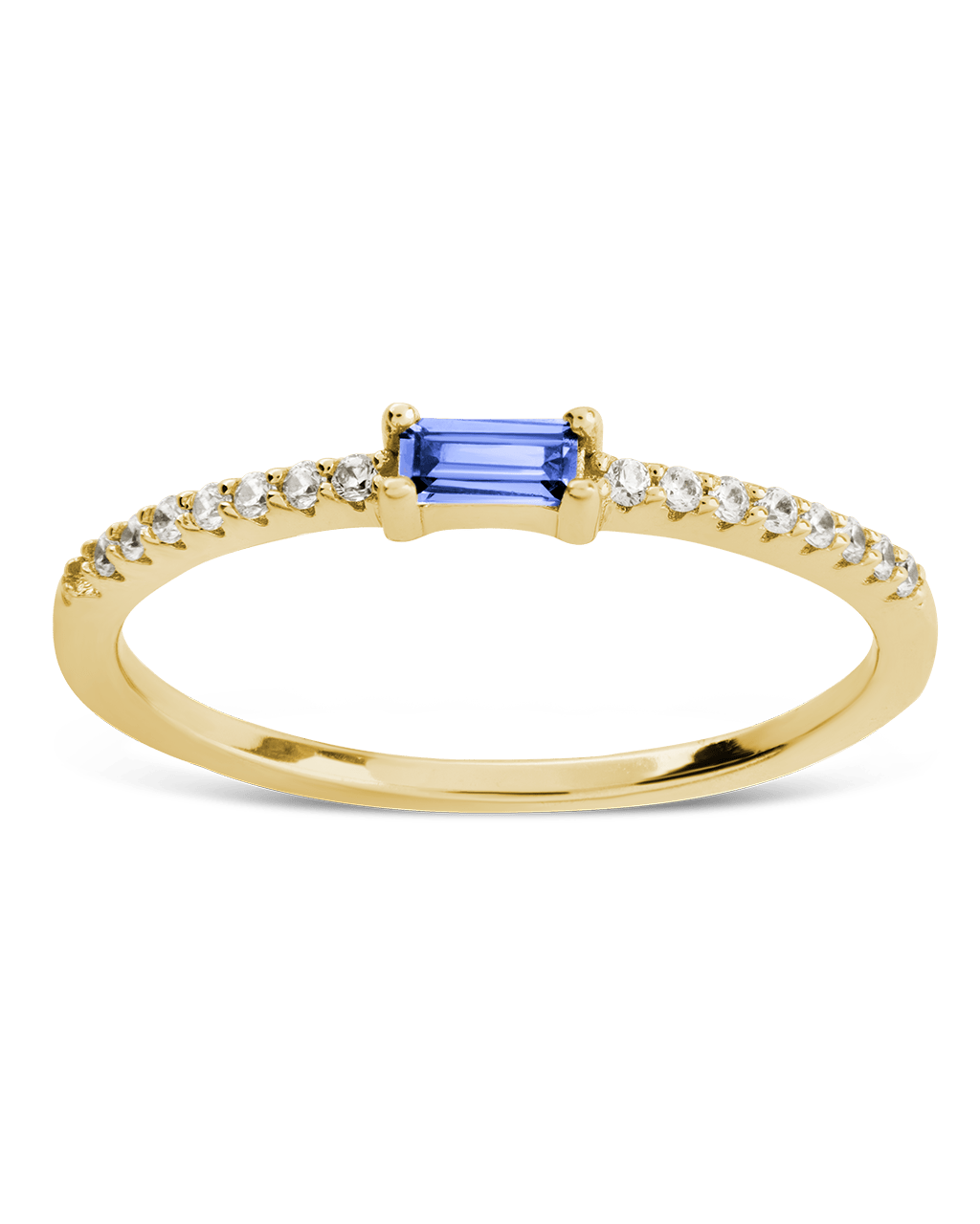 Sterling Silver Thin Aquamarine CZ Stacking Birthstone Ring - Sterling Forever