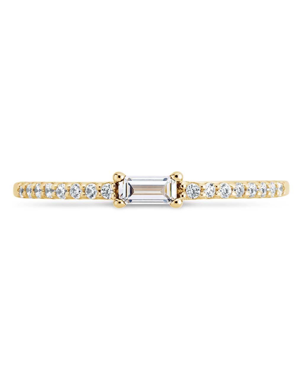 Sterling Silver Thin Clear CZ Stacking Birthstone Ring - Sterling Forever