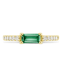 Sterling Silver Thin Emerald CZ Stacking Birthstone Ring - Sterling Forever