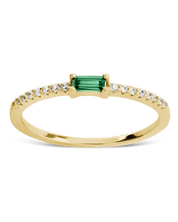 Sterling Silver Thin Emerald CZ Stacking Birthstone Ring - Sterling Forever