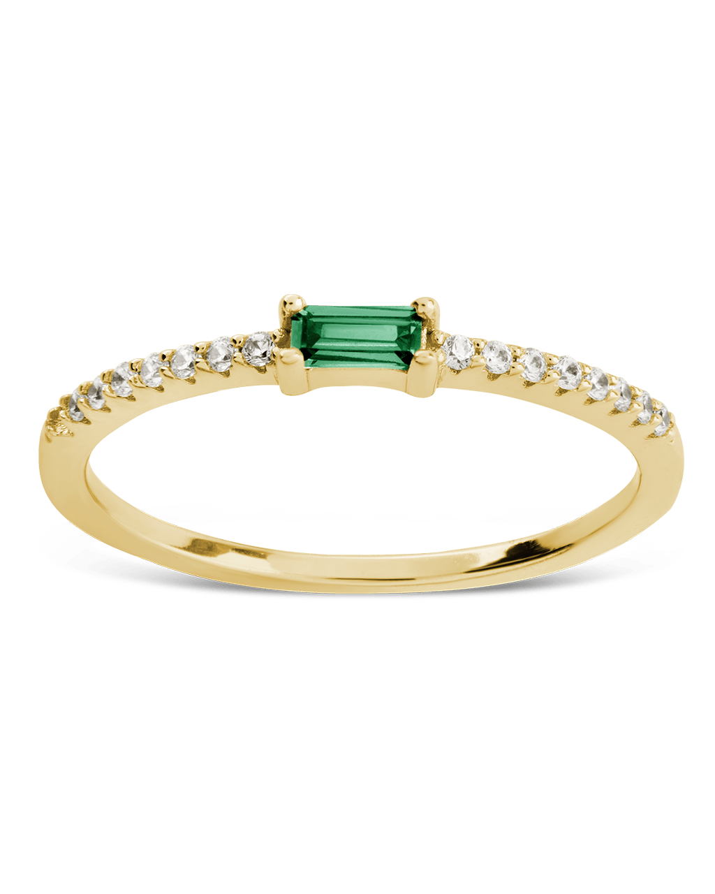 Sterling Silver Thin Emerald CZ Stacking Birthstone Ring - Sterling Forever