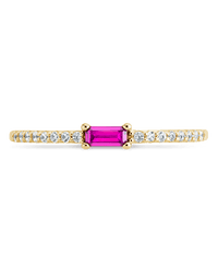 Sterling Silver Thin Ruby CZ Stacking Birthstone Ring - Sterling Forever