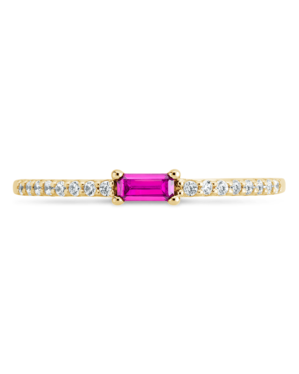 Sterling Silver Thin Ruby CZ Stacking Birthstone Ring - Sterling Forever