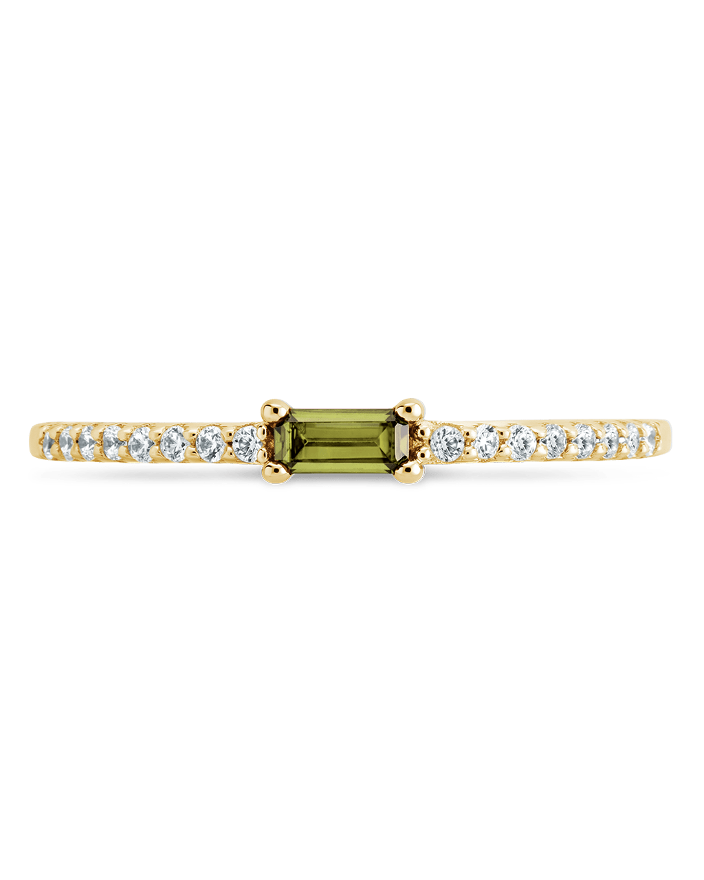 Sterling Silver Thin Peridot CZ Stacking Birthstone Ring - Sterling Forever
