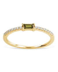 Sterling Silver Thin Peridot CZ Stacking Birthstone Ring - Sterling Forever
