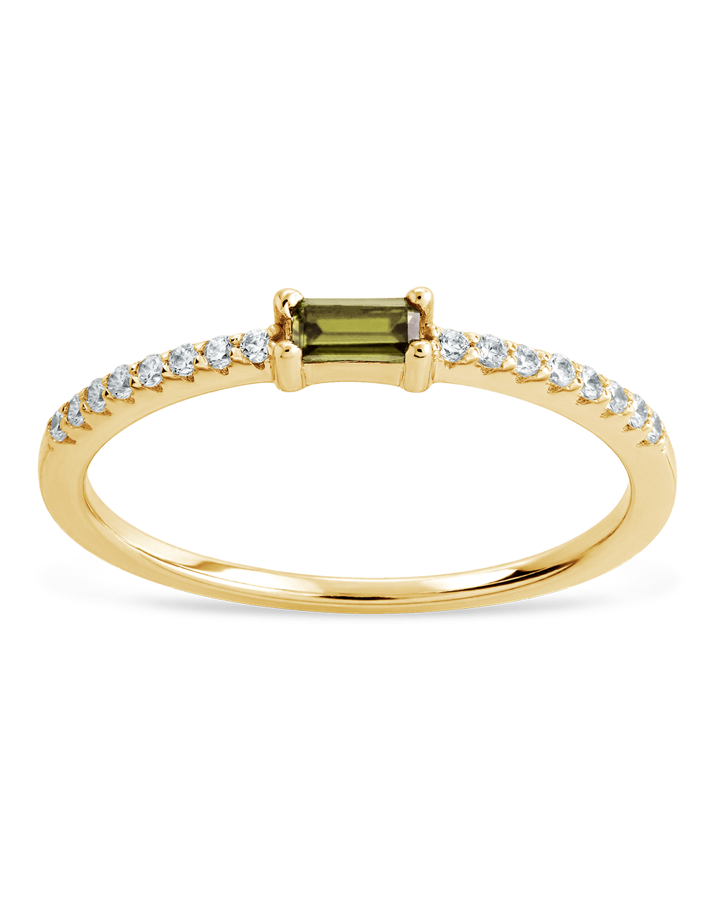 Sterling Silver Thin Peridot CZ Stacking Birthstone Ring - Sterling Forever