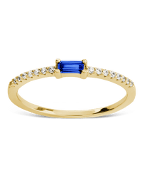 Sterling Silver Thin Sapphire CZ Stacking Birthstone Ring - Sterling Forever