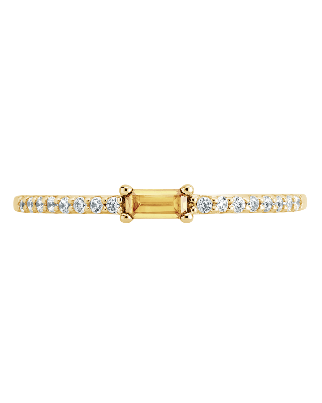 Sterling Silver Thin Citrine CZ Stacking Birthstone Ring - Sterling Forever