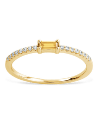 Sterling Silver Thin Citrine CZ Stacking Birthstone Ring - Sterling Forever