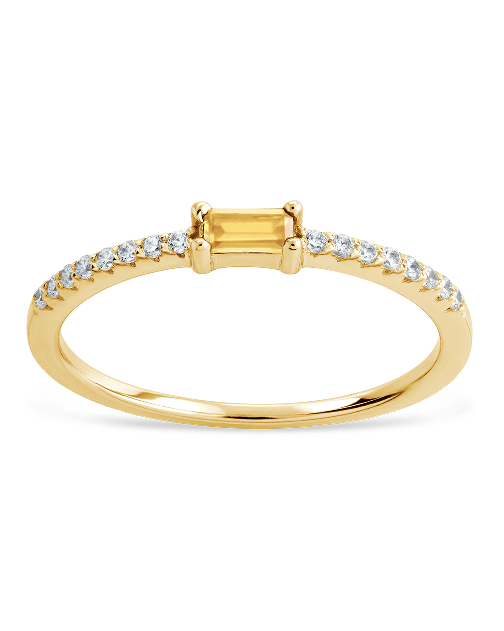 Sterling Silver Thin Citrine CZ Stacking Birthstone Ring - Sterling Forever