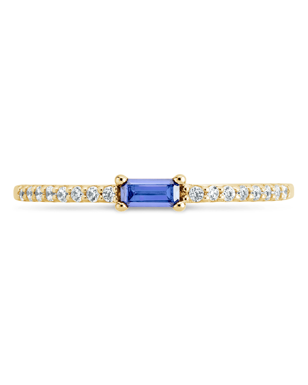 Sterling Silver Thin Tanzanite CZ Stacking Birthstone Ring - Sterling Forever